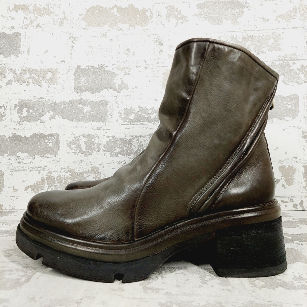 New A.S.98 Easy Low Leather Ankle Boots, Size EU 40, Color Jungle Green